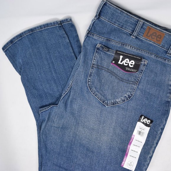 Lee Denim - Lee Straight Leg Jeans Women 24W Regular Fit Midrise Curvy Medium Wash New Plus